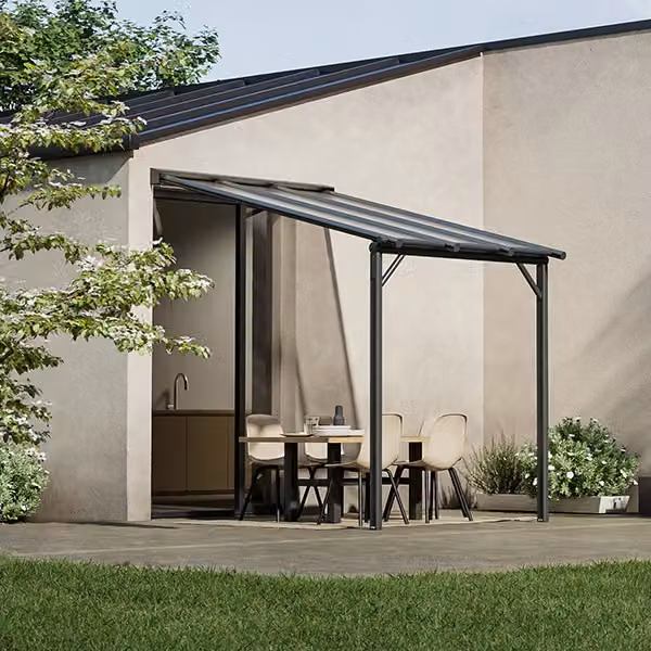 Pergola da parete Pergofrance Harmonie in alluminio e policarbonato, colore Antracite, L: 3 m x P: 2 m