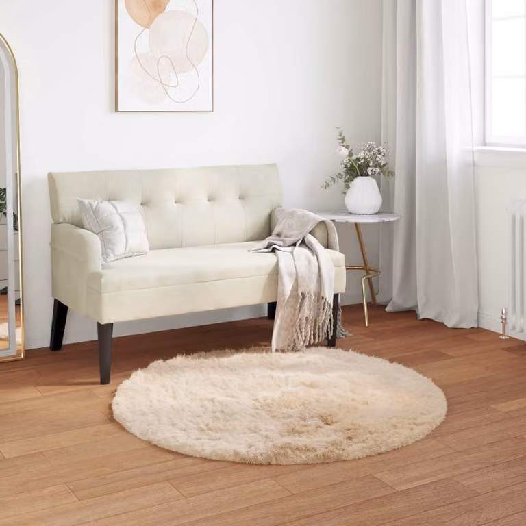 Tappeto rotondo moderno vidaXL in poliestere beige Ø 80 cm