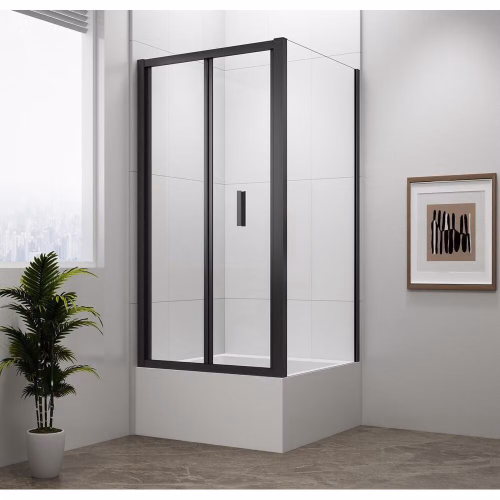 DEEP BLACK Cabina doccia rettangolare 1000x750mm variante L/R, vetro trasparente