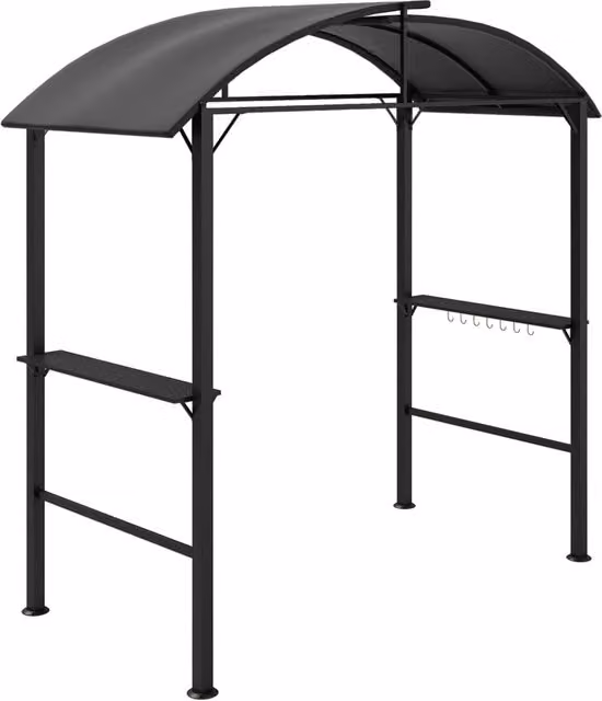 Gazebo per Barbecue ¨C Xylo ¨C Acciaio Grigio Antracite 1,1x2,3m con 2 Ripiani e Ganci