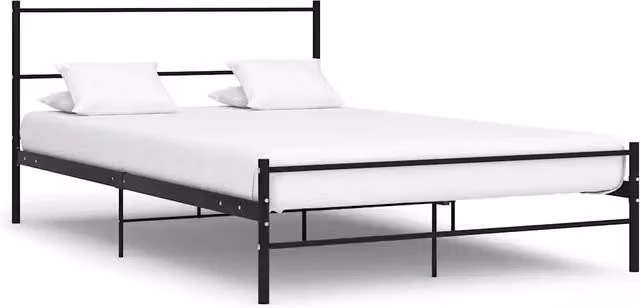 Giroletto con Testiera senza Materasso Nero 140x200 cm Metallo