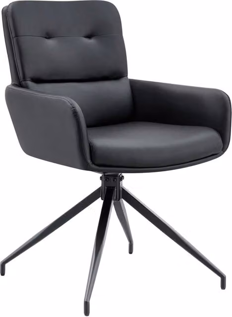 Set di 2 sedie da pranzo girevoli 360° PU nero metallo nero altezza 85 cm