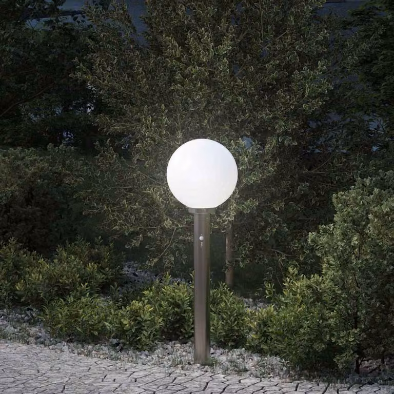 vidaXL Lampada a paletto con sensore di movimento in acciaio inox argento, Altezza: 80 cm, IP44