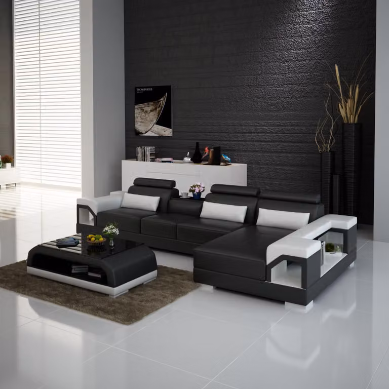 Couch Ecksofa Leder Wohnlandschaft Garnitur Design Modern Sofa L-Form mit USB