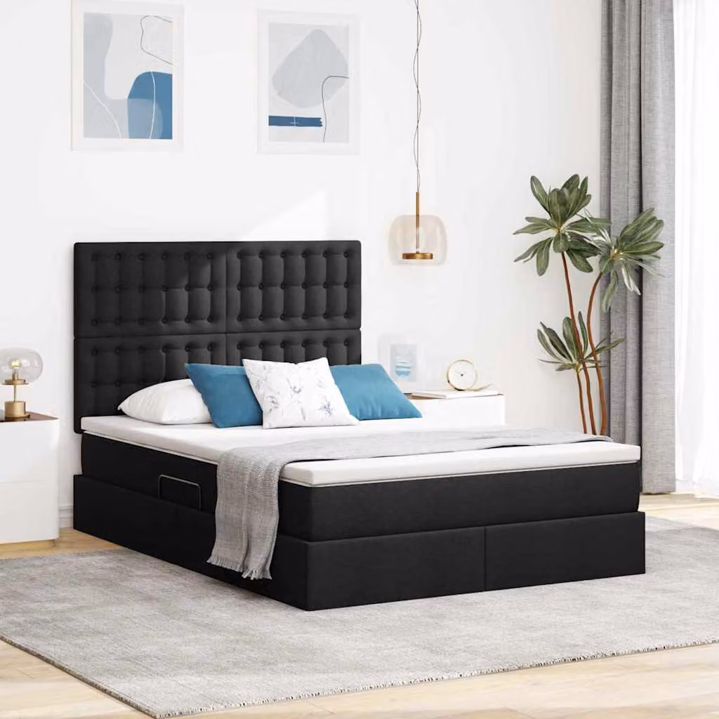 Letto con contenitore e illuminazione LED vidaXL Nero L: 140 cm, P: 190 cm, H: 144 cm – 1