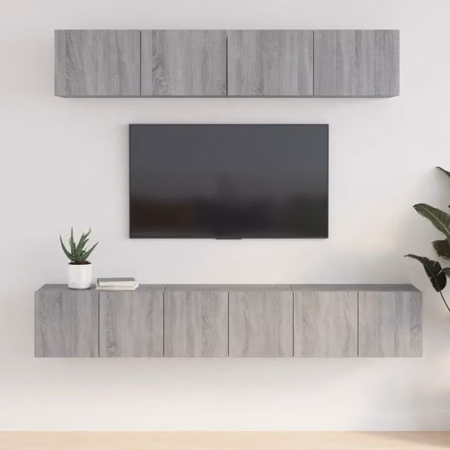 Set di Mobili Porta TV 5 pz Grigio Sonoma in Legno Multistrato 3114428