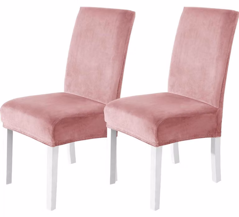 Copridivani in velluto, set da 2, colore rosa, elasticizzati, lavabili e resistenti ai graffi, adatti per sedie con schienale alto e sedie a dondolo