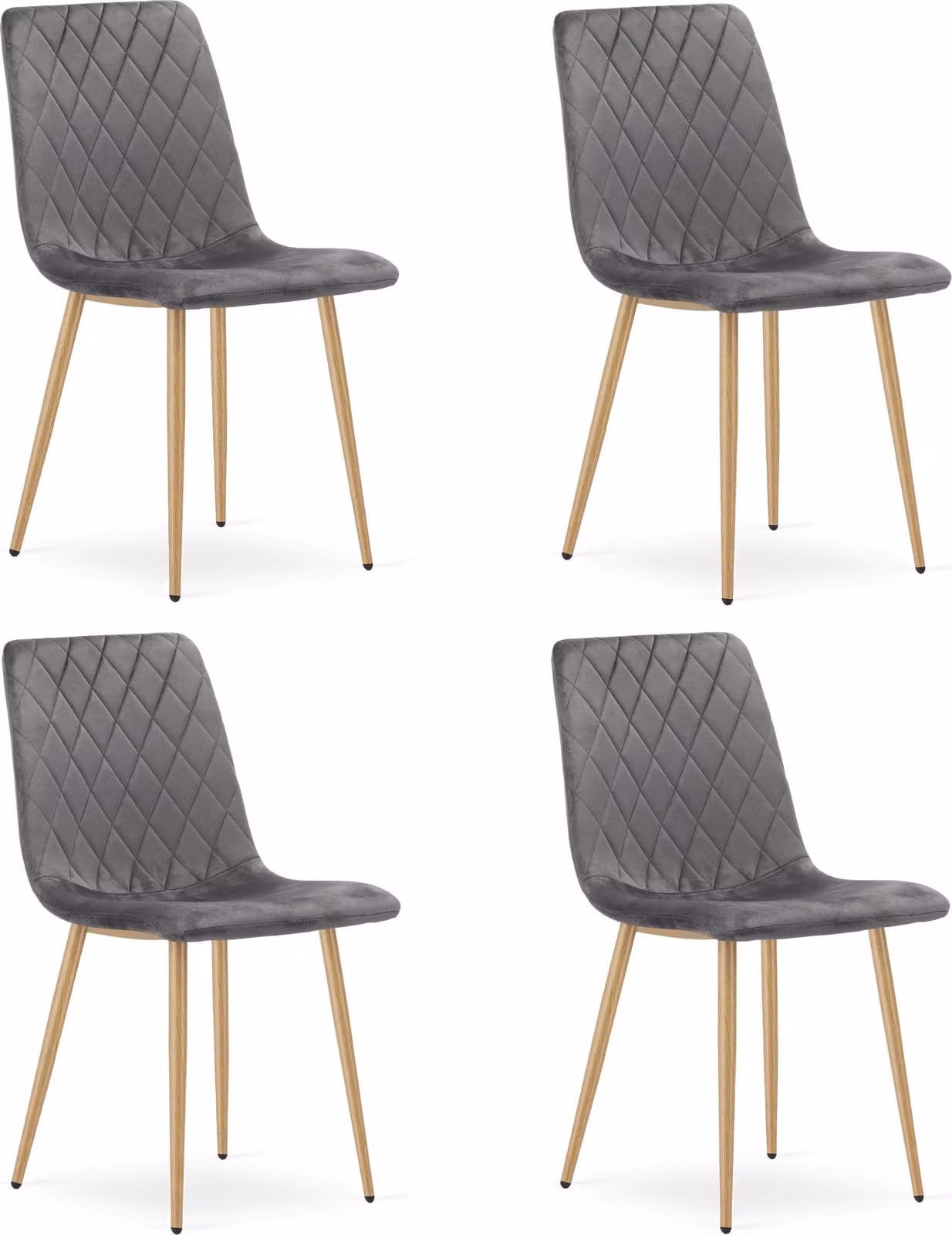 Sedia TURIN - velluto grigio scuro / gambe color legno x 4