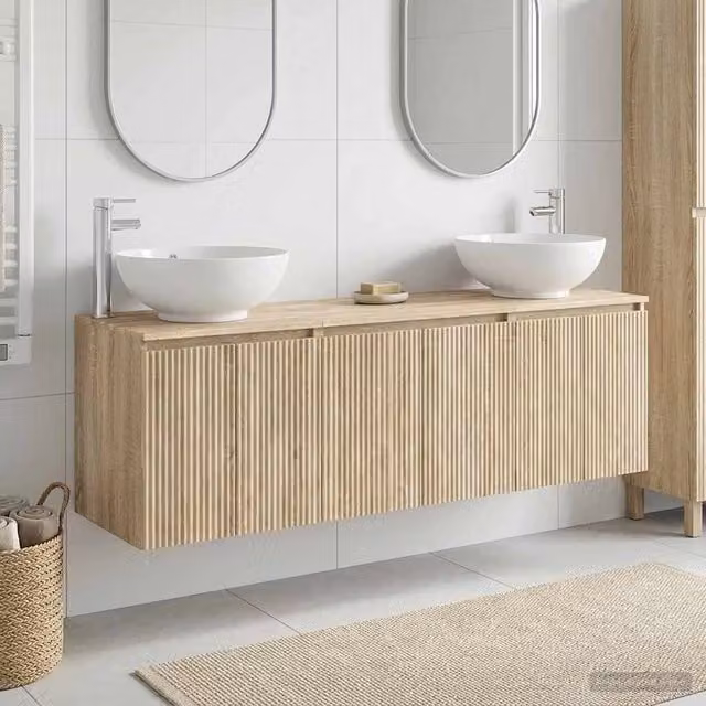 Set di Armadi da Bagno 3 pz Rovere Sonoma 49,5 x 44,5 x 65 cm 3405689