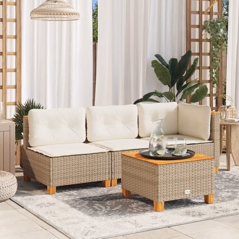 Maison Exclusive - Tavolo da giardino beige, 55x55x36 cm, in rattan sintetico e legno di acacia