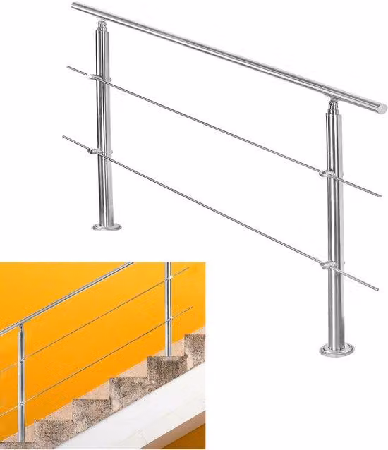 Set di binari in acciaio per interni ed esterni, ideale per balconi, lunghezza 100 cm, con 2 traverse