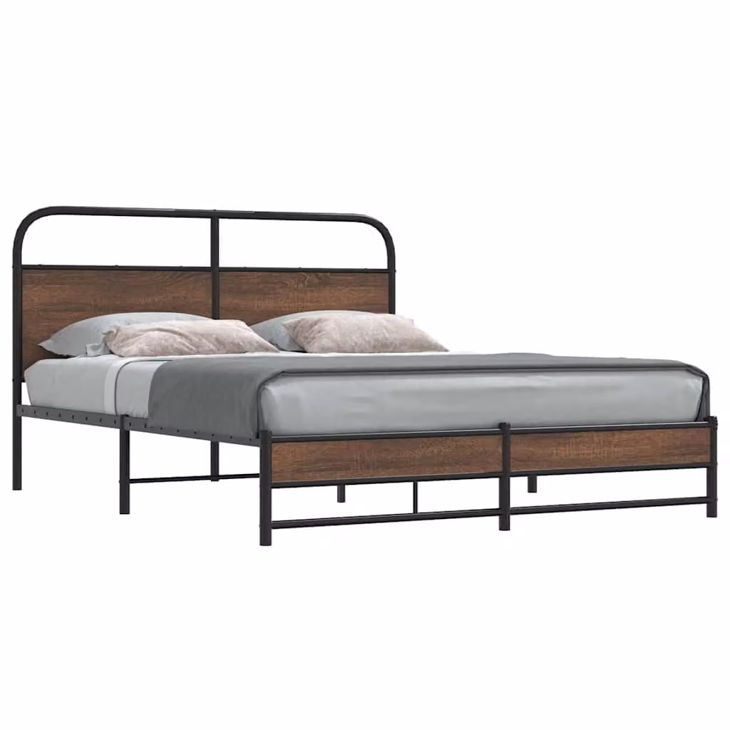 Giroletto in metallo vidaXL senza materasso, colore marrone, L/P/H: 160 x 200 x 100 cm