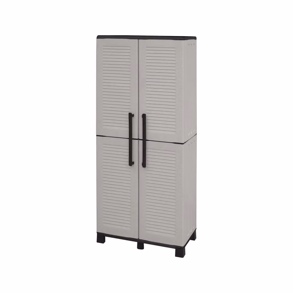 Armadio da esterno Askan DMORA per giardino e balcone, 3 ripiani, Grigio Chiaro, L: 68 cm, P: 37 cm, H: 169 cm – 2