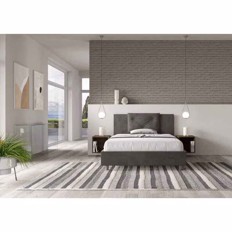 Letto imbottito Ityhome Appia in microfibra grigio con rete L/P/H: 130 x 200 x 110 cm – 2