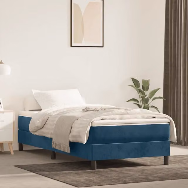 Giroletto a Molle con Materasso-Struttura Letto Blu Scuro 80x200 cm in Velluto 975221
