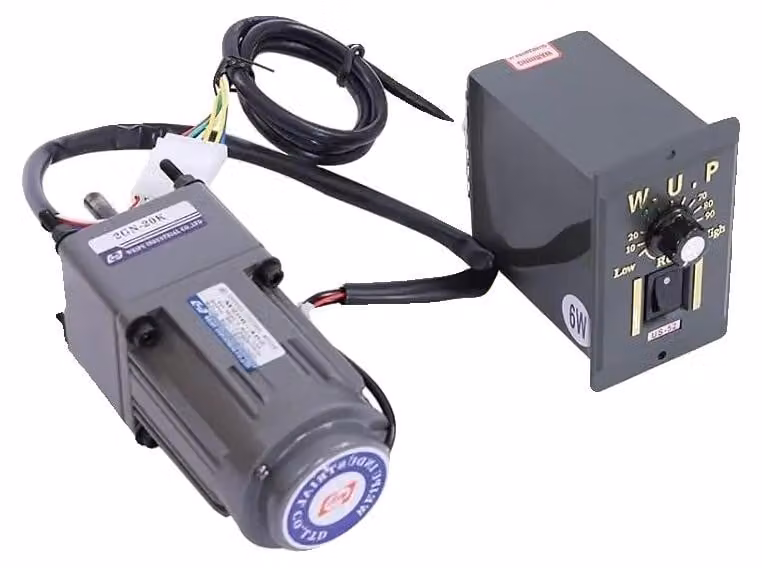 Motore a ingranaggi, tensione 220V, potenza 6W, velocità regolabile da 0 a 1400 giri/min, rapporto di trasmissione 20:1, livello di rumorosità 40 dB