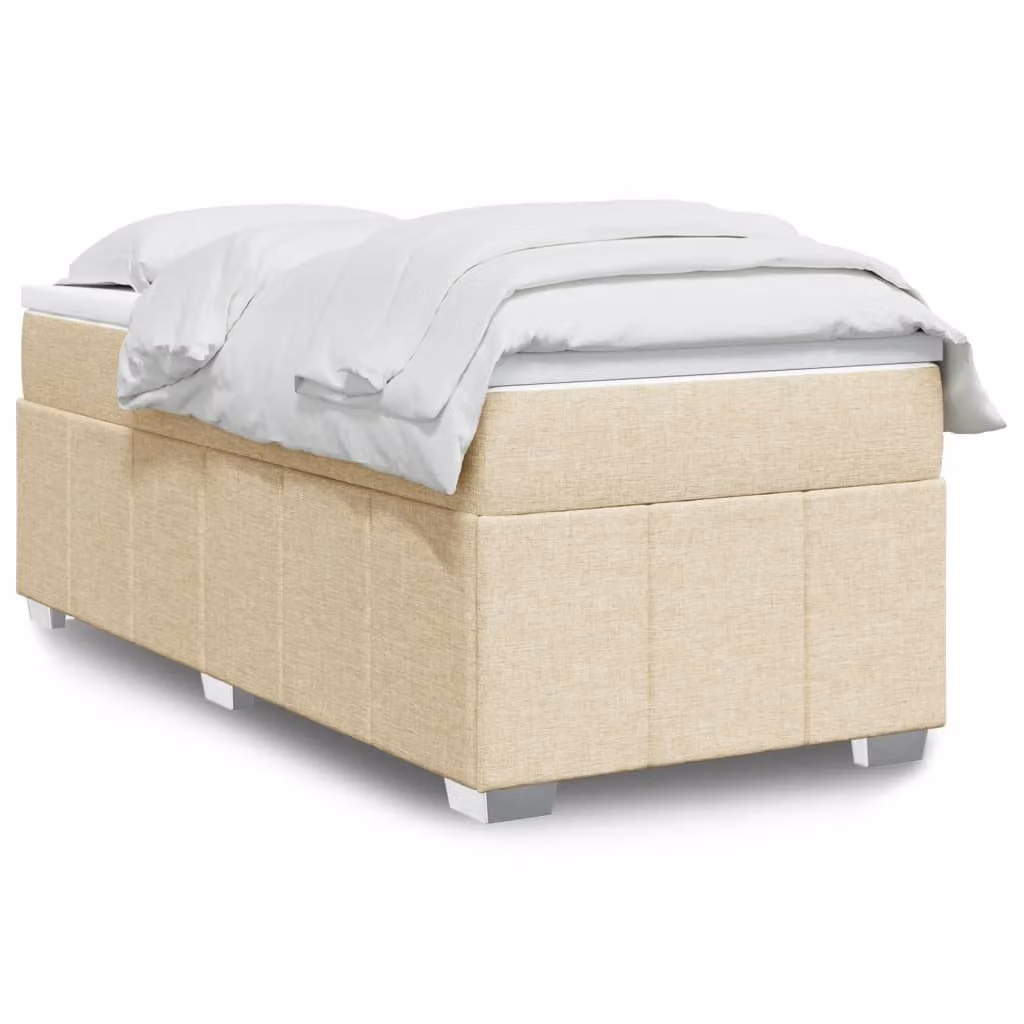 vidaXL Giroletto a molle con materasso in tessuto beige e bianco, L 80 cm x P 200 cm
