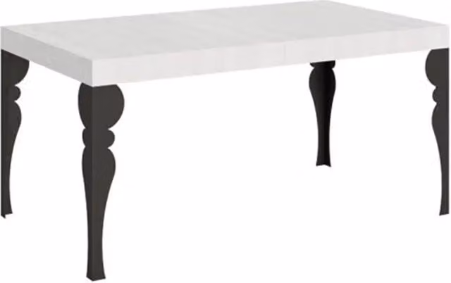 Tavolo allungabile moderno Itamoby bianco frassino con gambe in metallo antracite L: 160-420 cm, P: 90 cm