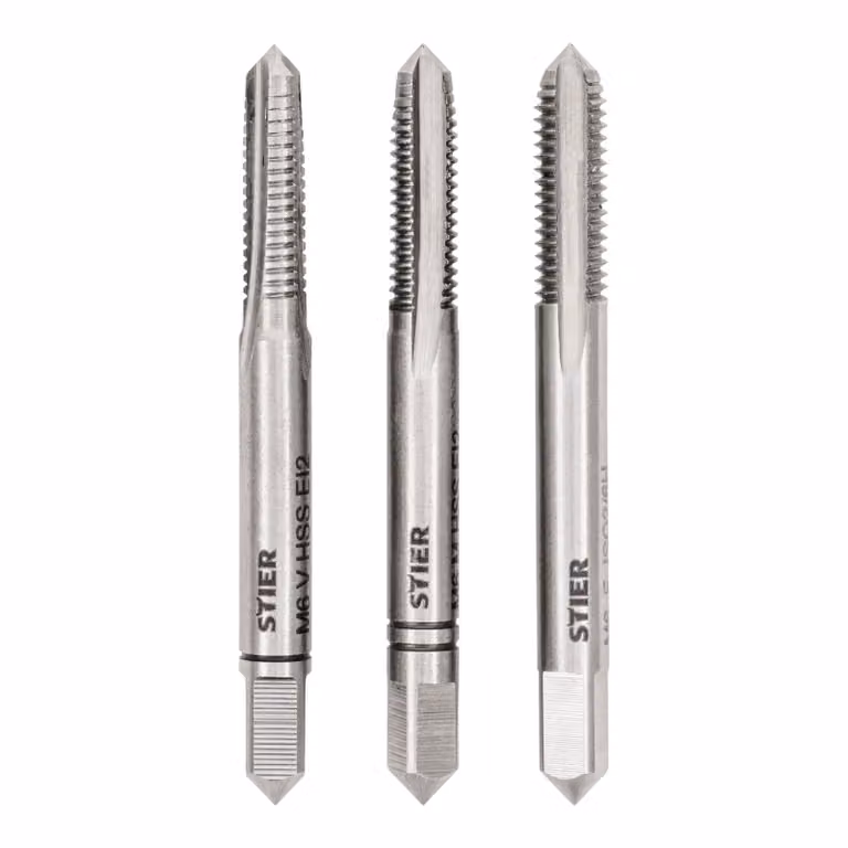 Set di rubinetti manuali STIER in 3 pezzi, rubinetto di premeditazione e di finitura, DIN 352 HSS-G M6, per la produzione di filettature interne DIN13, standardizzato, rettificato, alta qualità