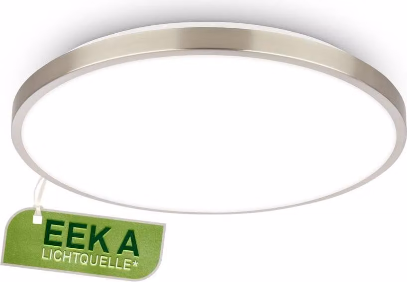 Briloner KAIDA Lampada da soffitto a LED, CEE A sorgente luminosa*, luce bianca neutra, finitura alluminio, nichel opaco, Ø33 x 6 cm