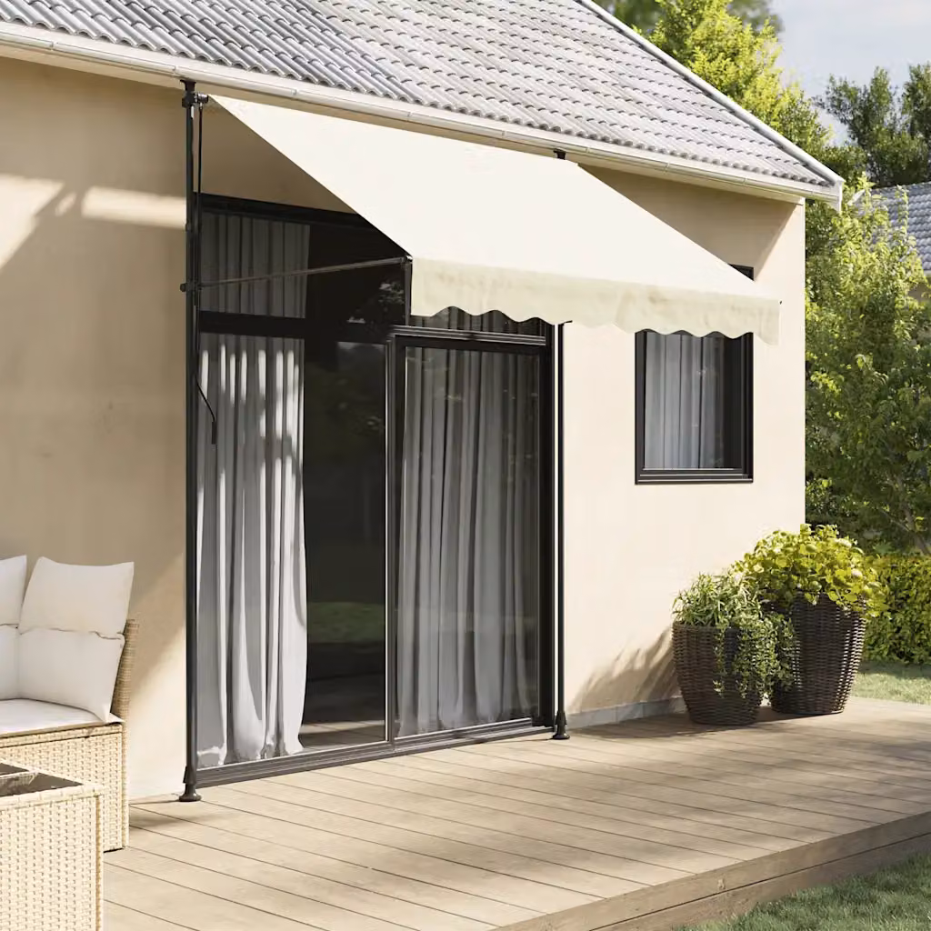 Tenda da sole retrattile vidaXL in tessuto beige e acciaio, L: 250 cm x P: 150 cm