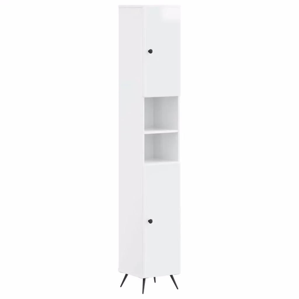 Armadio da bagno moderno vidaXL bianco lucido con ripiani interni e scaffale aperto L 30,0 cm, P 23,4 cm, H 190,0 cm – 2