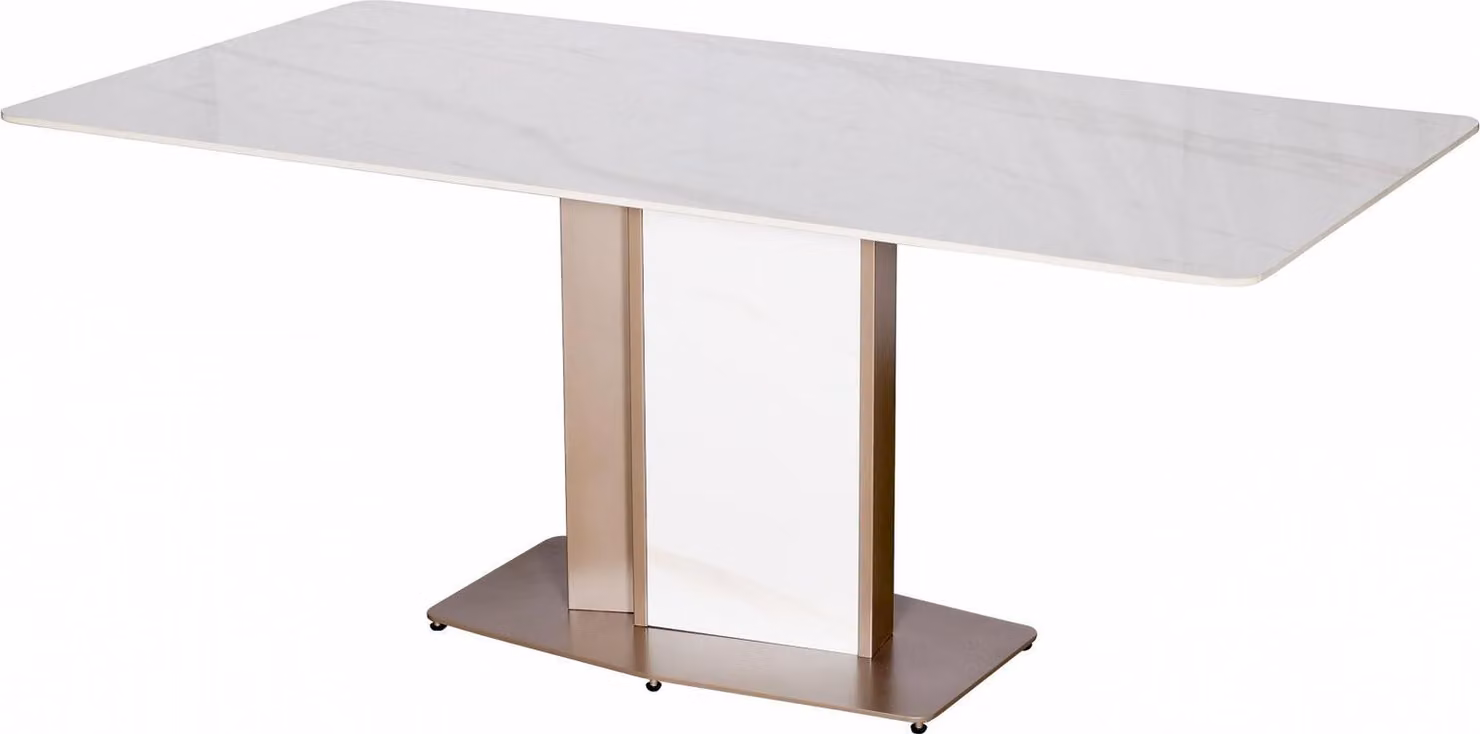 FURNLUX Tavolo da pranzo Modig Marble White And Rose Gold 180cm / Colore principale: Bianco / Dimensioni: 180 x 75 x 90 cm