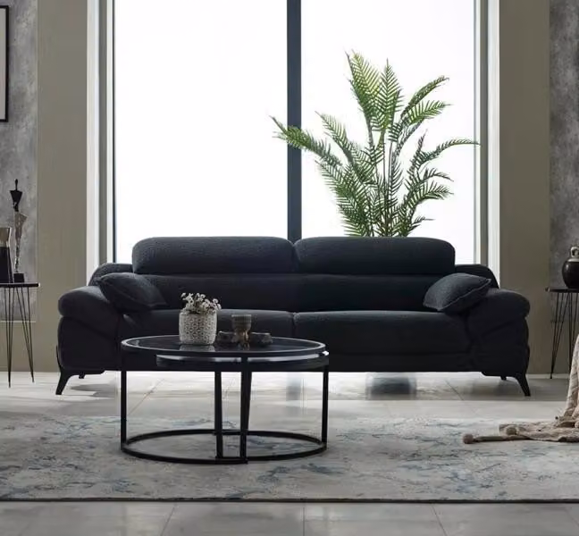 Wohnzimmer Sofa Couch Modern Dreisitzer Modern Polster Sitz Designer Schwarz