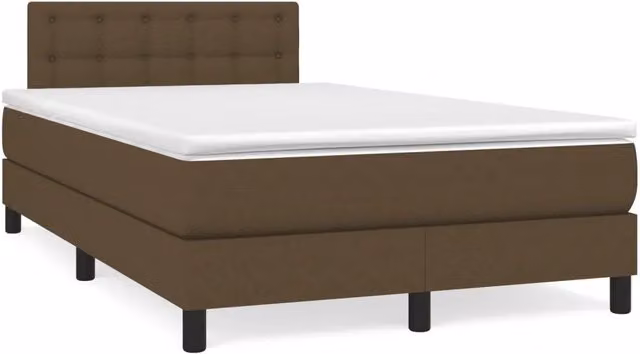 vidaXL Giroletto a Molle con Materasso Ibrido in Tessuto Marrone e Bianco L/P/H: 200 x 120 x 193 cm – 2