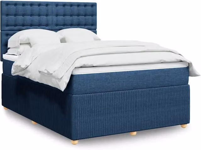 Letto Ibrido con Giroletto a Molle e Materasso vidaXL, Colore Blu e Bianco, L/P: 160 x 200 cm – 1