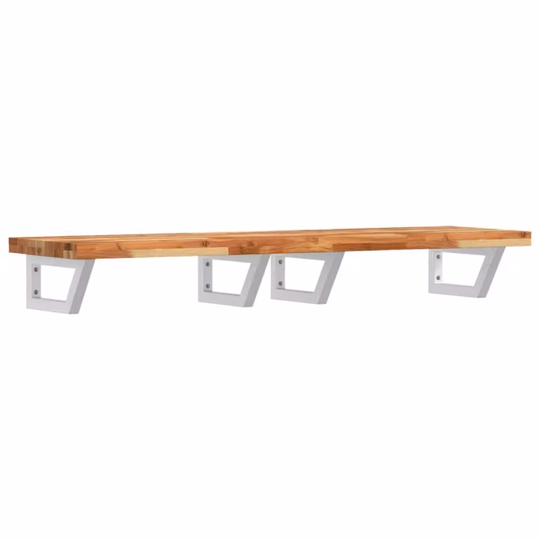 Ripiano a Parete per Lavabo in Acciaio e Massello di Acacia