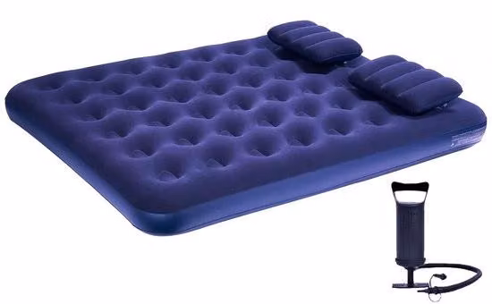 Letto gonfiabile per campeggio Ibenzoa®: 203 x 152 x 22 cm, con cuscino e pompa manuale. Realizzato in PVC e materiale floccato, multistrato, portatile, ideale per campeggio e ospiti