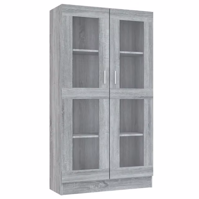 Vetrina classica HELLOSHOP26 con ante in vetro e ripiani interni, colore grigio, L: 82,5 cm, P: 30,5 cm, H: 150 cm