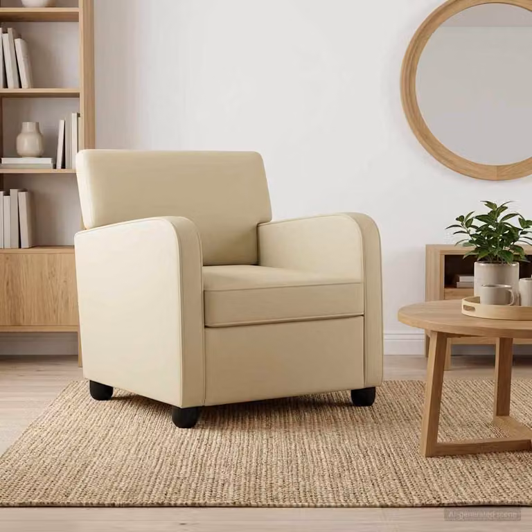 Poltrona Lounge moderna vidaXL in similpelle beige con braccioli