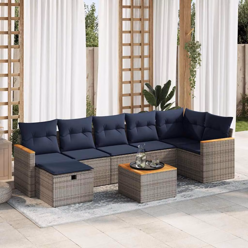 Maison Exclusive - Set Divano da Giardino 8 pz con Cuscini Grigio in Polyrattan