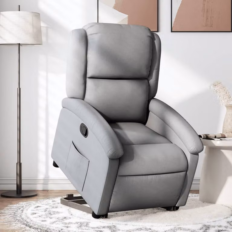 vidaXL Poltrona Alzapersona Reclinabile Grigia in Tessuto con Assistenza Elettrica per Senior