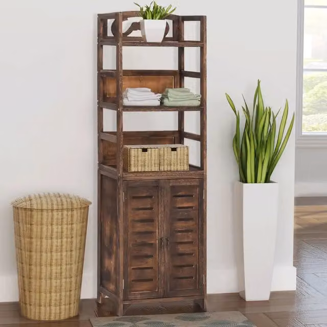 Vetrina vidaXL in legno marrone con ante in vetro e ripiani interni, L/P/H: 46 x 24 x 140 cm – 1