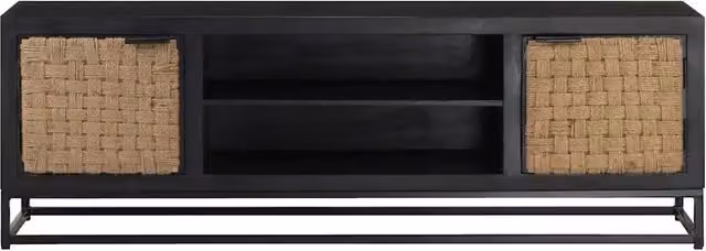 Mobile Porta TV Industrial vidaXL in Legno di Mango e Metallo, Colore Nero, L 120 x P 30 x H 40 cm