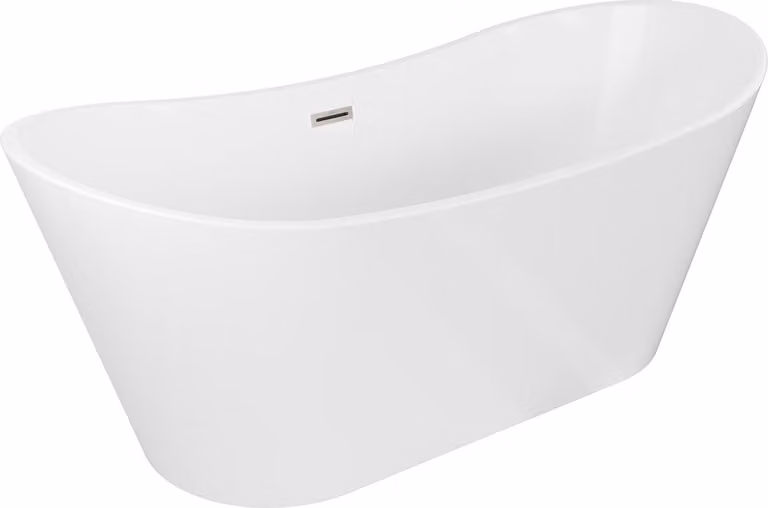 Mexen Montana vasca da bagno autoportante 180 x 80 cm, bianca, troppo pieno nichel spazzolato - 52011808000-97