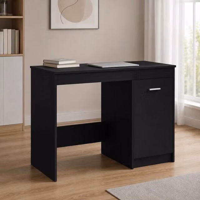 Desk Black 100x50x76 Cm Wood Material