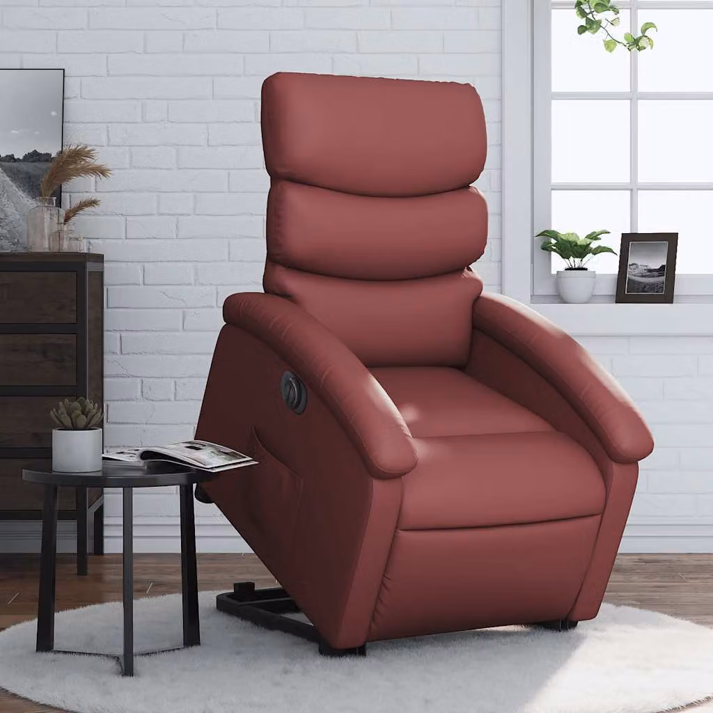 vidaXL Poltrona Alzapersona Reclinabile con Assistenza Elettrica in Similpelle Rossa per Senior – 1
