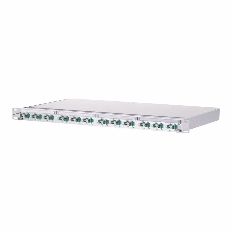 Metz Connect OpDAT PA Pannello di connessione VIK 24xLC-D (colore acquamarina), OM3, grigio 1502207724-E