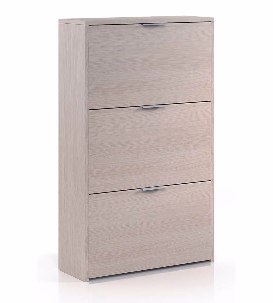 Scarpiera 3 Ribalte Rovere Naturale 60x22x113 cm - Mobile Salvaspazio per Ingresso