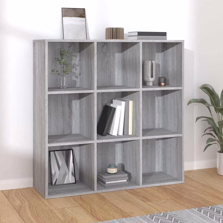 Libreria vidaXL Grigio Sonoma con pannello posteriore L: 98 cm, P: 29 cm, H: 97,5 cm