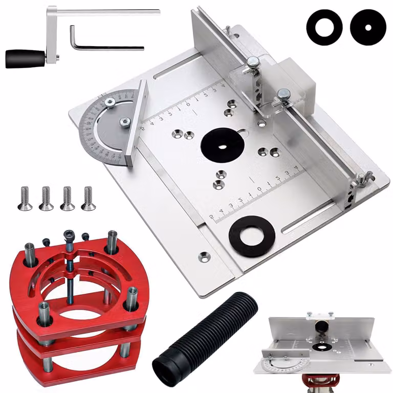 Tavolo per fresatrice a colonna, set di inserti, tavolo per router, dispositivo di fresatura piana, argento, 51 mm di altezza