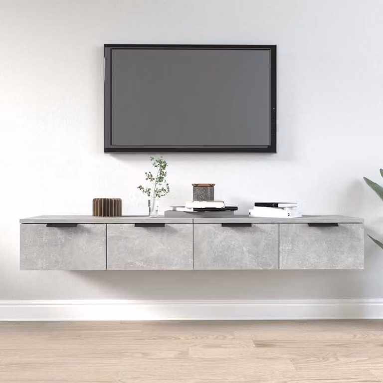 Set di 2 pensili vidaXL in legno multistrato e MDF, colore grigio cemento, L 68 cm x P 30 cm x H 20 cm