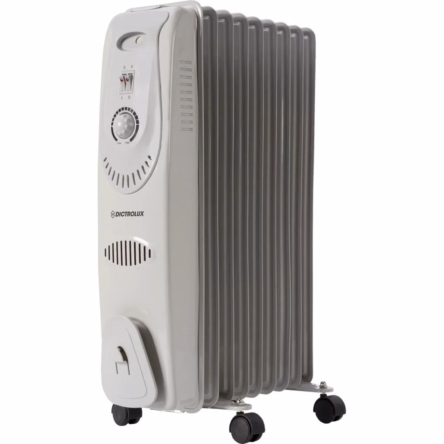 Radiatore ad olio DICTROLUX da 9 elementi, 2000W, bianco, con termostato e protezione da surriscaldamento, L/P/H: 62 x 39 x 39 cm