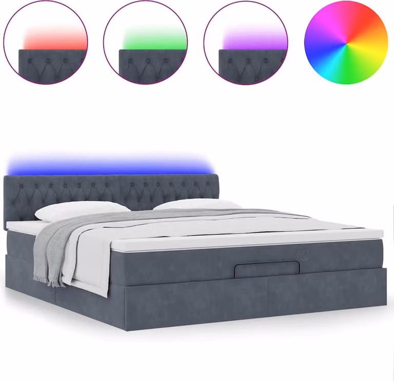 Struttura Letto Pouf con Materasso 180x200 cm in Velluto