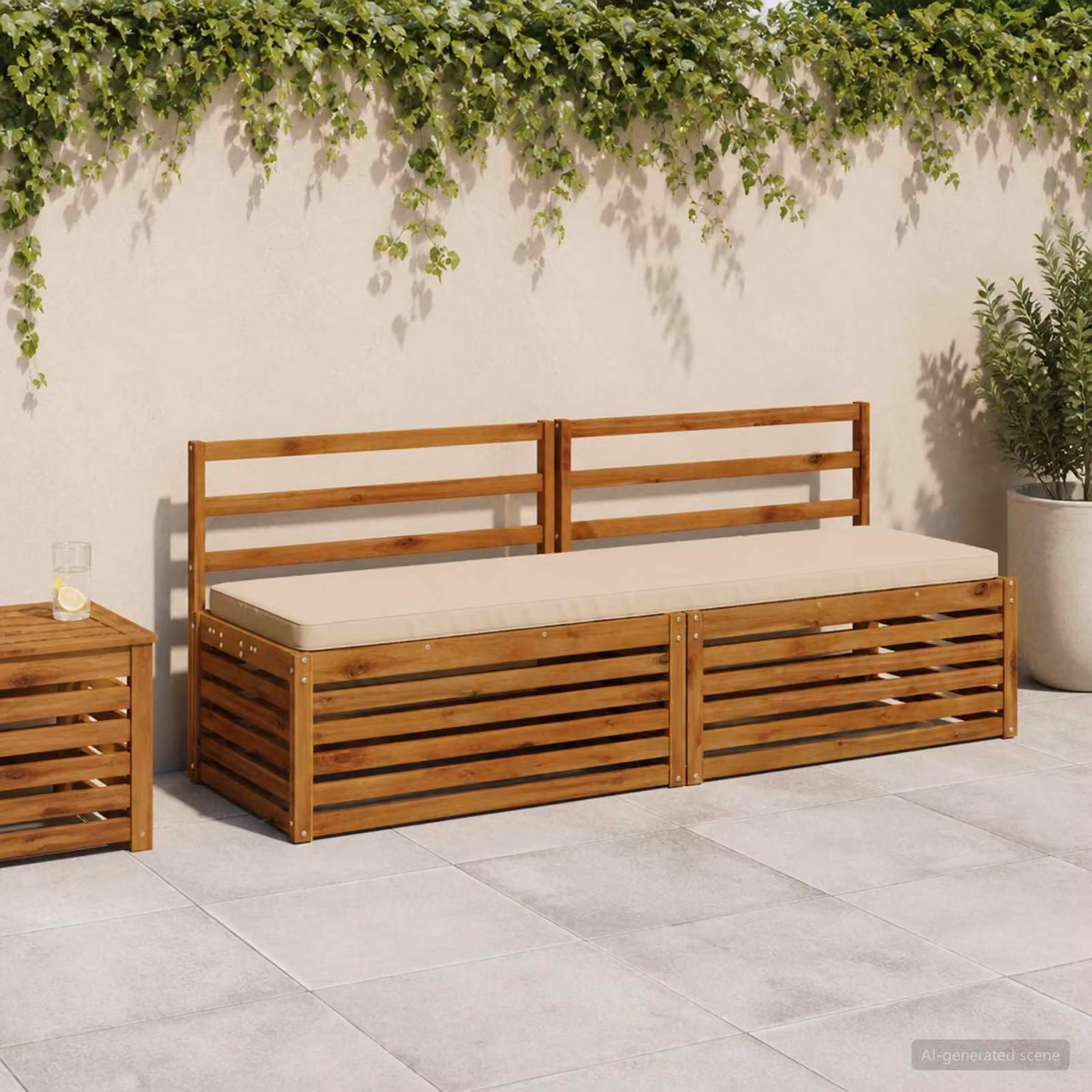 Cuscino per Panchina vidaXL VUGHT in Poliestere, Colore Beige, con Rivestimento Rimovibile e Resistente ai Raggi UV