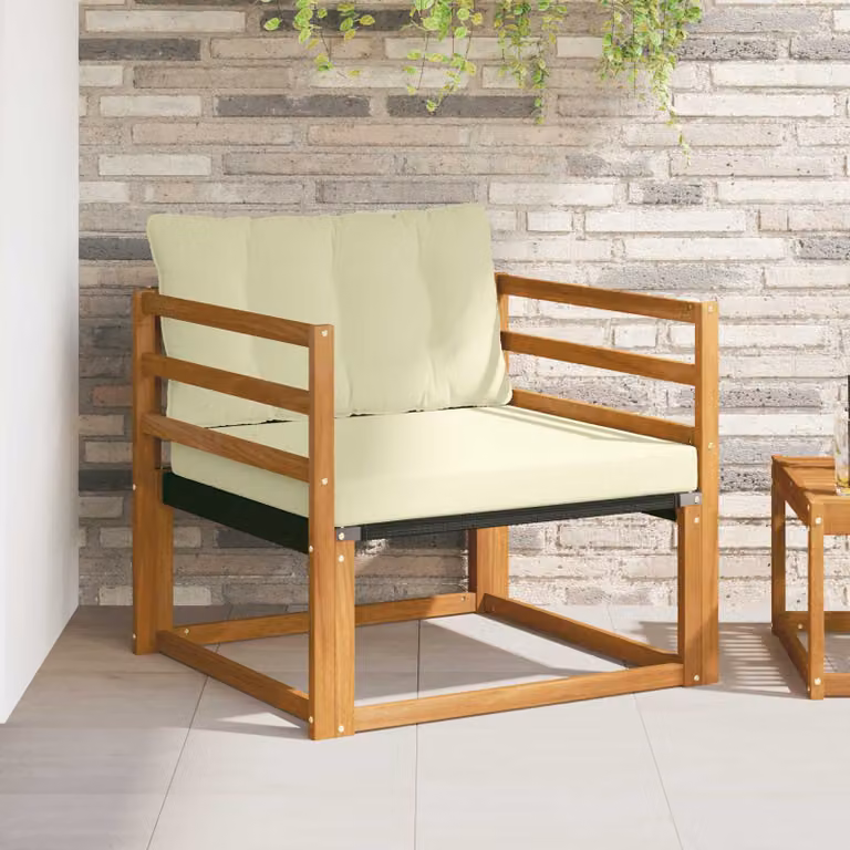 Set di divani da esterno vidaXL in legno di acacia massello e textilene con cuscini, colore marrone e beige